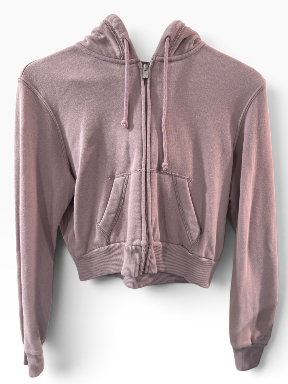 Cropped Hooded Zip-Up Jacket in Dusty Lilac